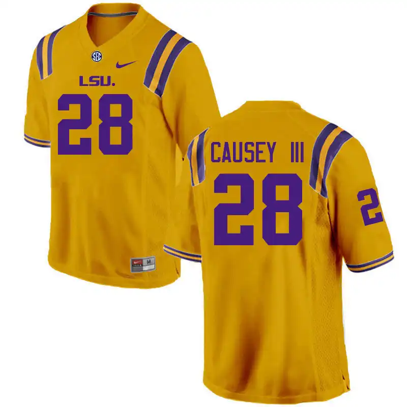 Men's LSU Tigers Bernard Causey III #28 Gold NCAA Football Jersey